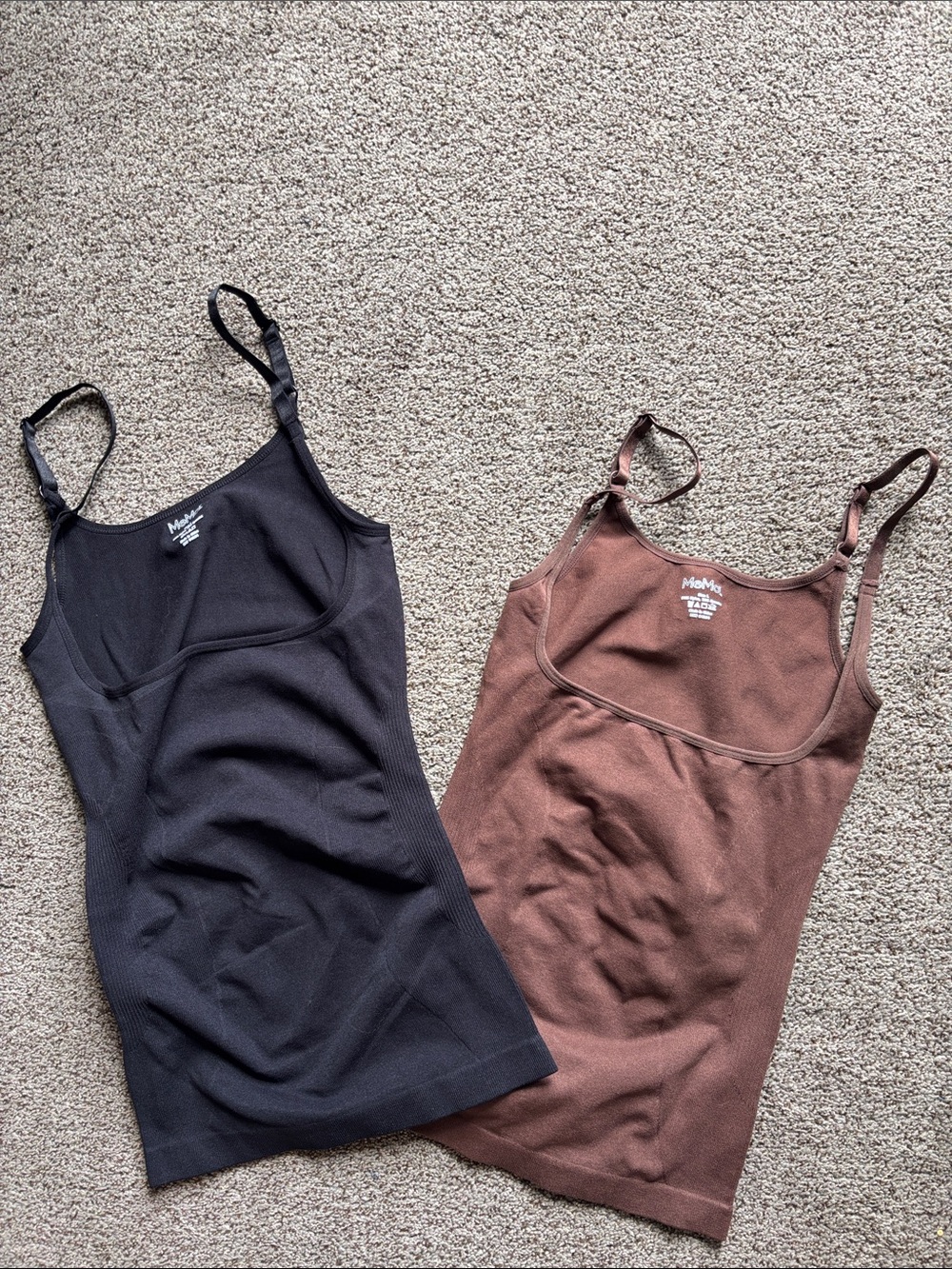 Me Moi 2-Pack Ribbed Shapewear  Cami Tank Tops — Black & Brown sz L